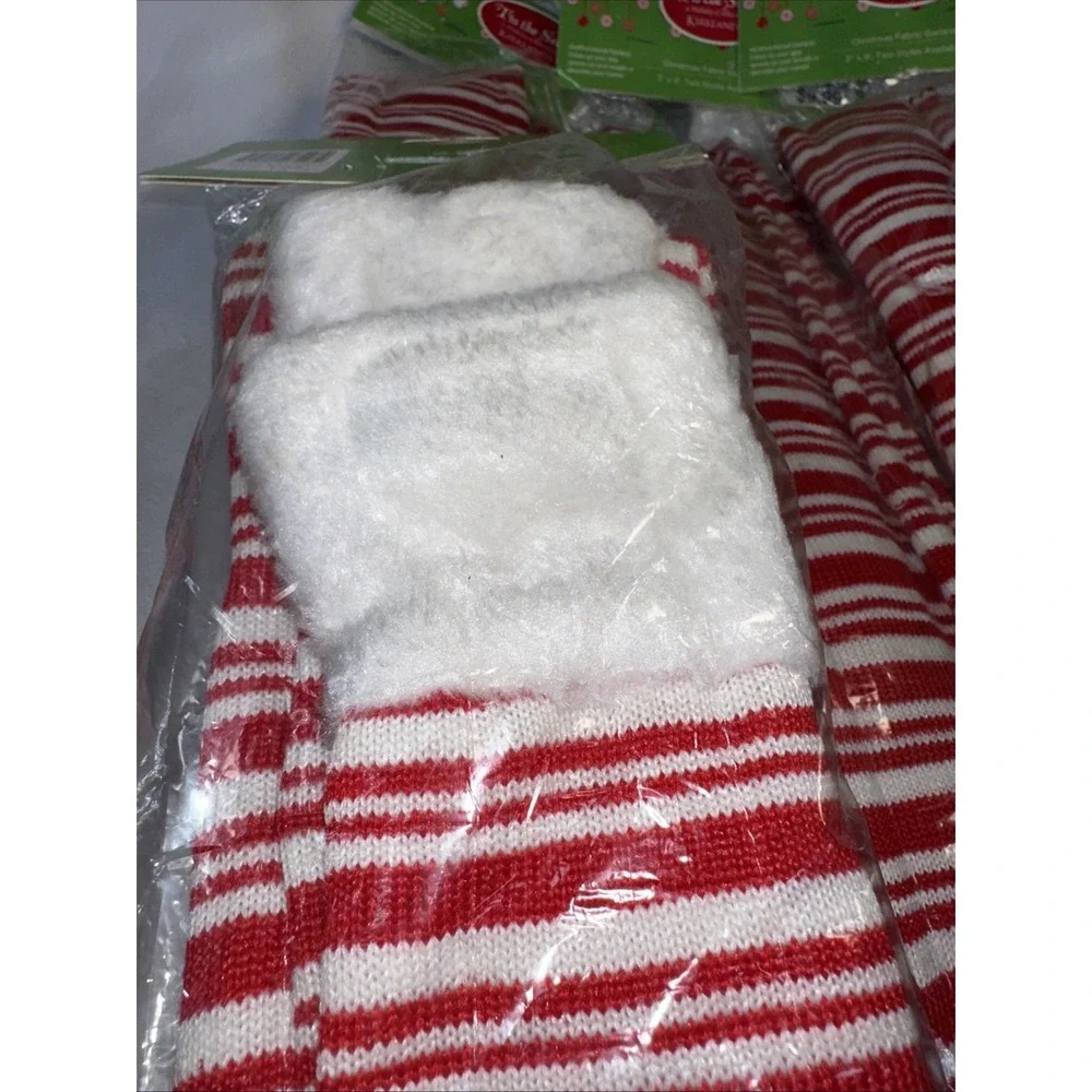 Set of 5 NWT Kirkland's Red/White Striped Fabric Garland 3 